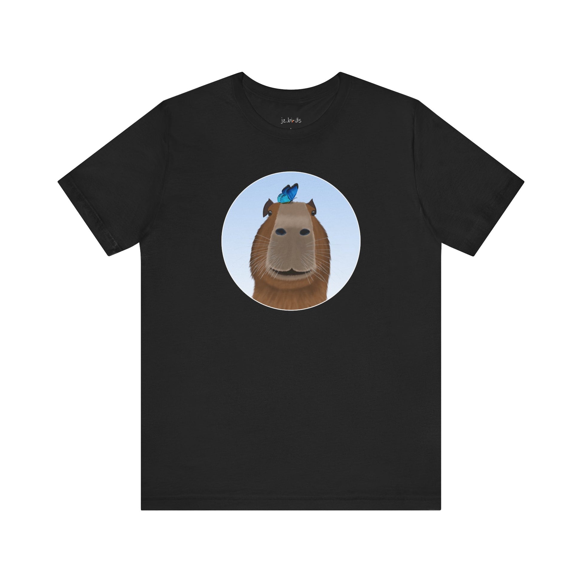 Capybara with Butterfly Friend on Head Funny T-Shirt