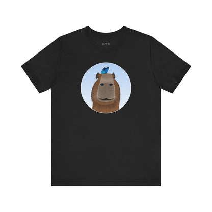 Capybara with Butterfly Friend on Head Funny T-Shirt