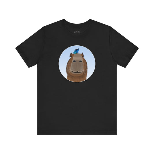 Capybara with Butterfly Friend on Head Funny T-Shirt