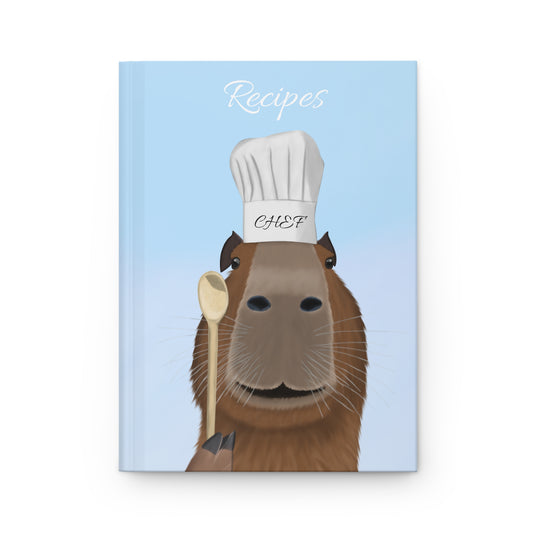 Capybara with Chef Hat and Wooden Spoon Recipes Hardcover Journal 150 Pages A5
