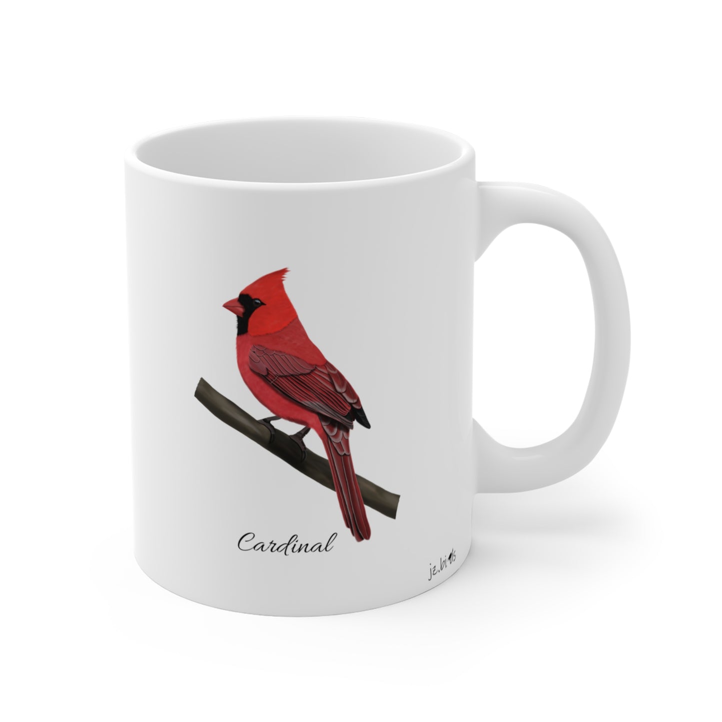 Cardinal Bird Ceramic Mug Birdwatcher White