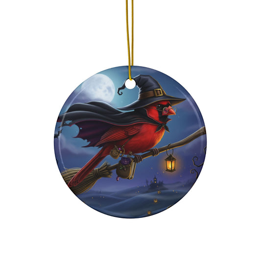 Cardinal Bird Halloween Tree Ornament, 100% Ceramic Cute Hanging Decoration