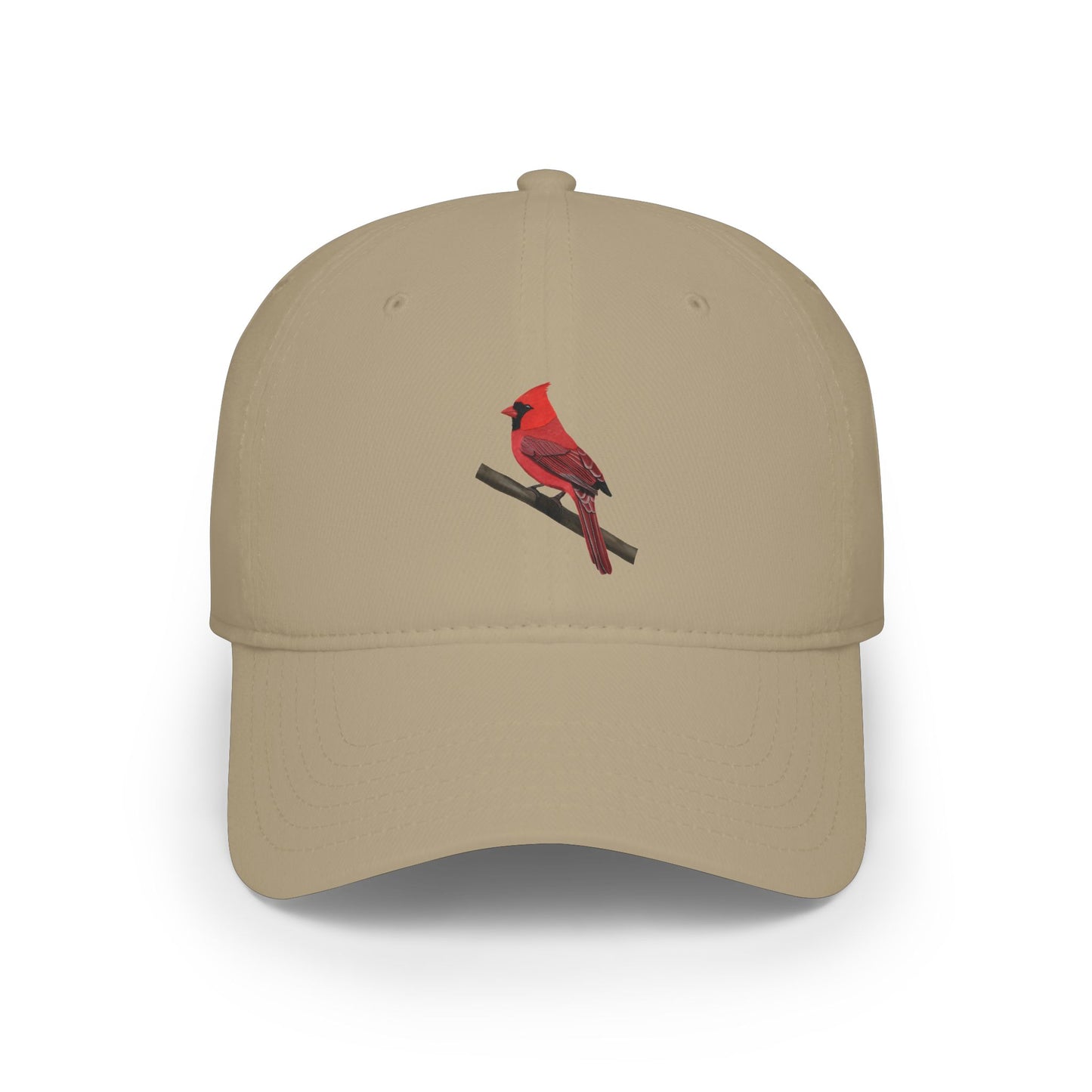 Cardinal Birdwatching Cap Khaki | Realistic Backyard Bird Art Hat