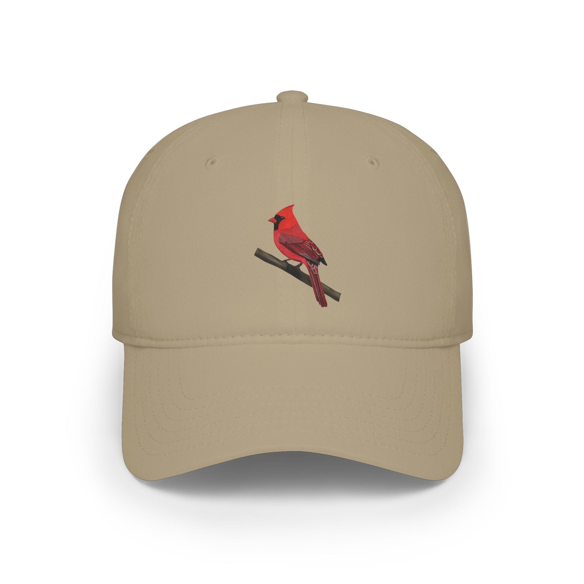 Cardinal Birdwatching Cap Khaki | Realistic Backyard Bird Art Hat
