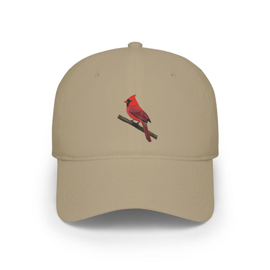 Cardinal Birdwatching Cap Khaki | Realistic Backyard Bird Art Hat