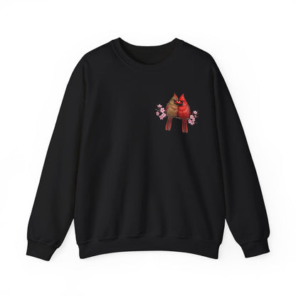 Cardinal Cherry Blossom Sweatshirt | Floral Bird Crewneck | Cozy Spring Pullover
