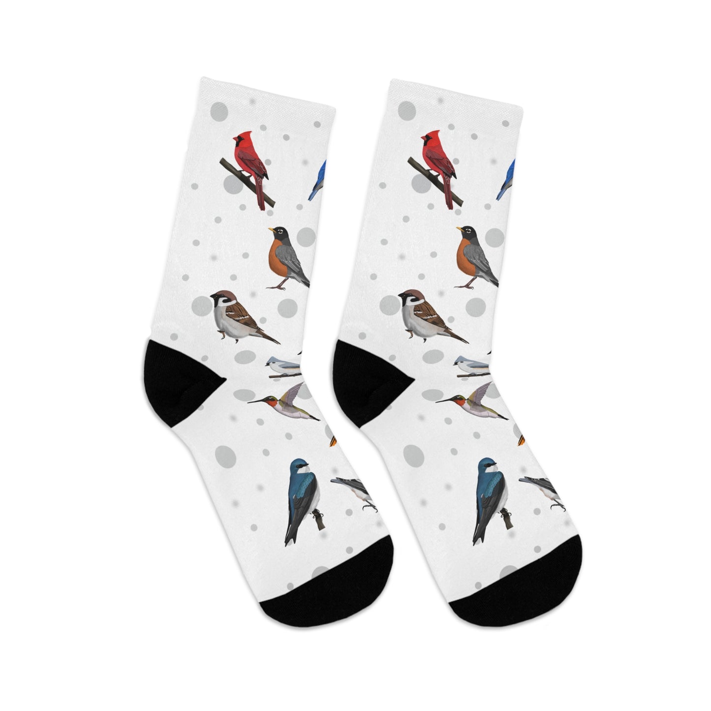 Cardinal Robin Bluebird Bird Socks White for Bird Lovers One Size