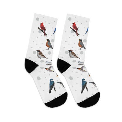 Cardinal Robin Bluebird Bird Socks White for Bird Lovers One Size