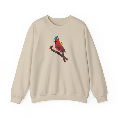 Cardinal with Butterflies Bird Birding & Birdwatching Sweatshirt