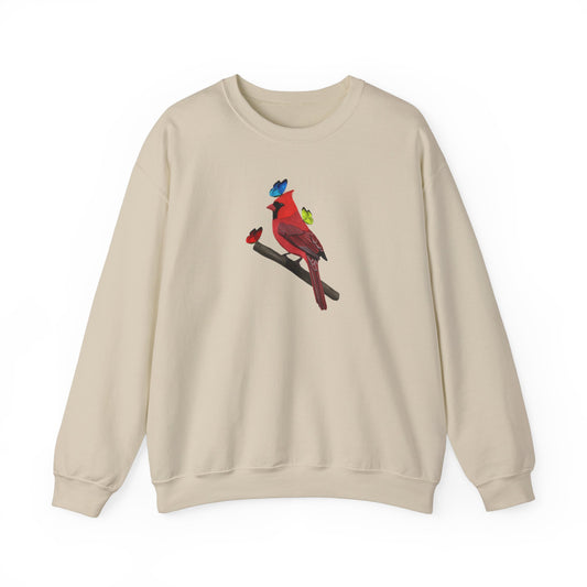 Cardinal with Butterflies Bird Birding & Birdwatching Sweatshirt