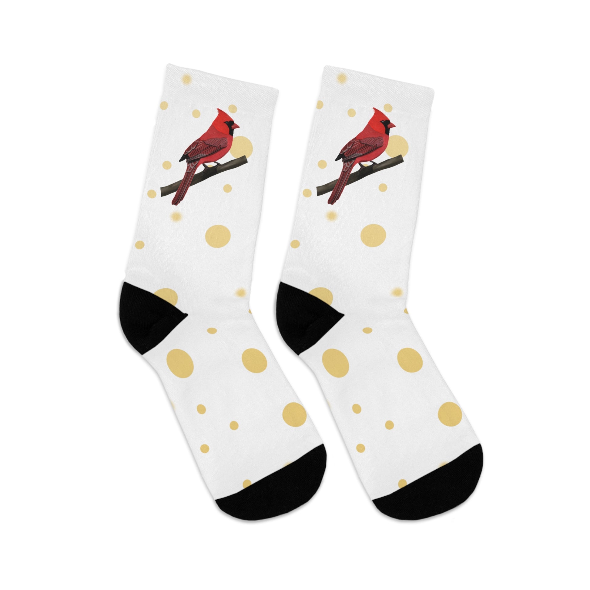 Cardinal with Golden Dots Birding & Birdwatching Bird Socks White