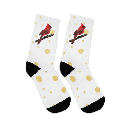 Cardinal with Golden Dots Birding & Birdwatching Bird Socks White