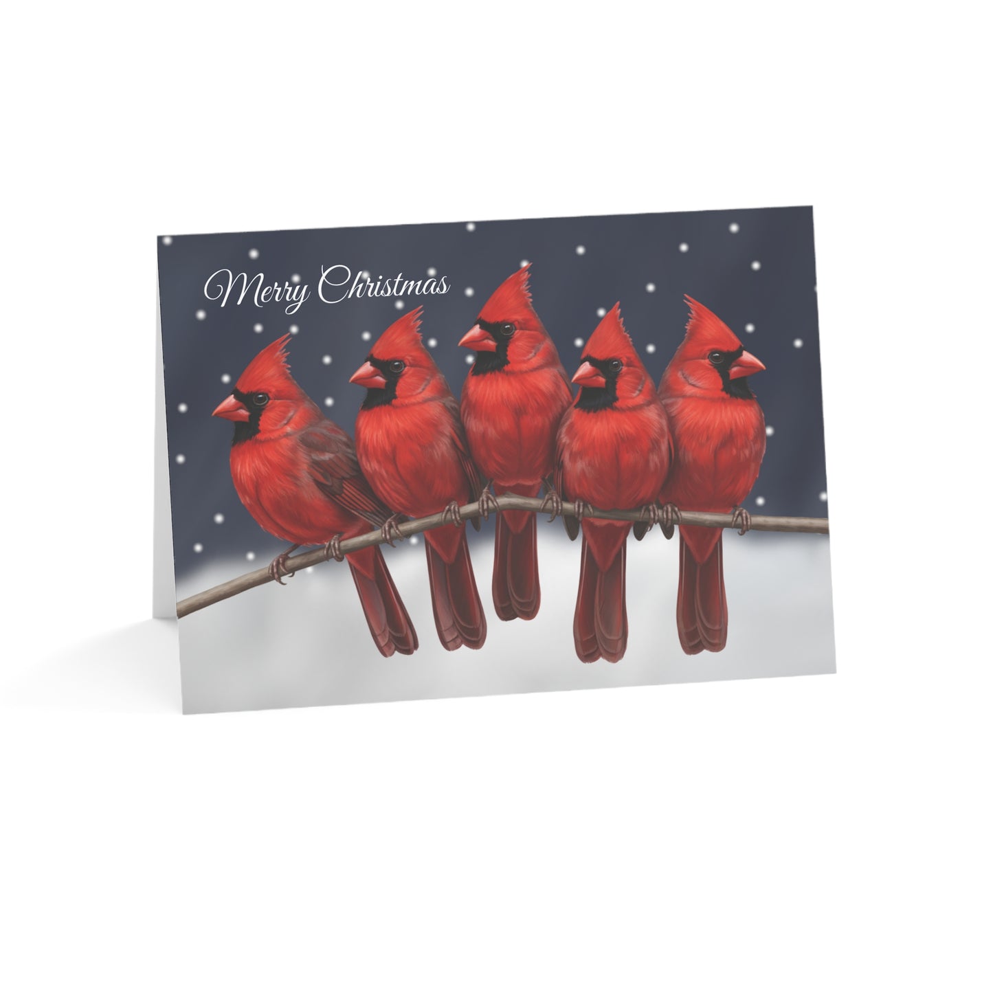 Cardinals Bird Art Premium Christmas Card 7x5" | Double-Sided Matte Holiday Greeting