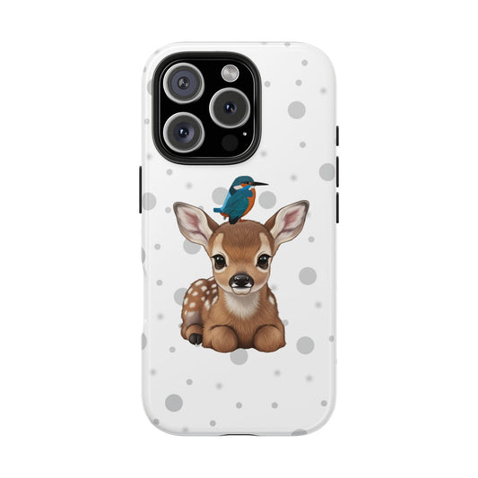 Cute Fawn with a Kingfisher Animal iPhone Case - Dual-Layer PC/TPU Protective Cover for iPhone