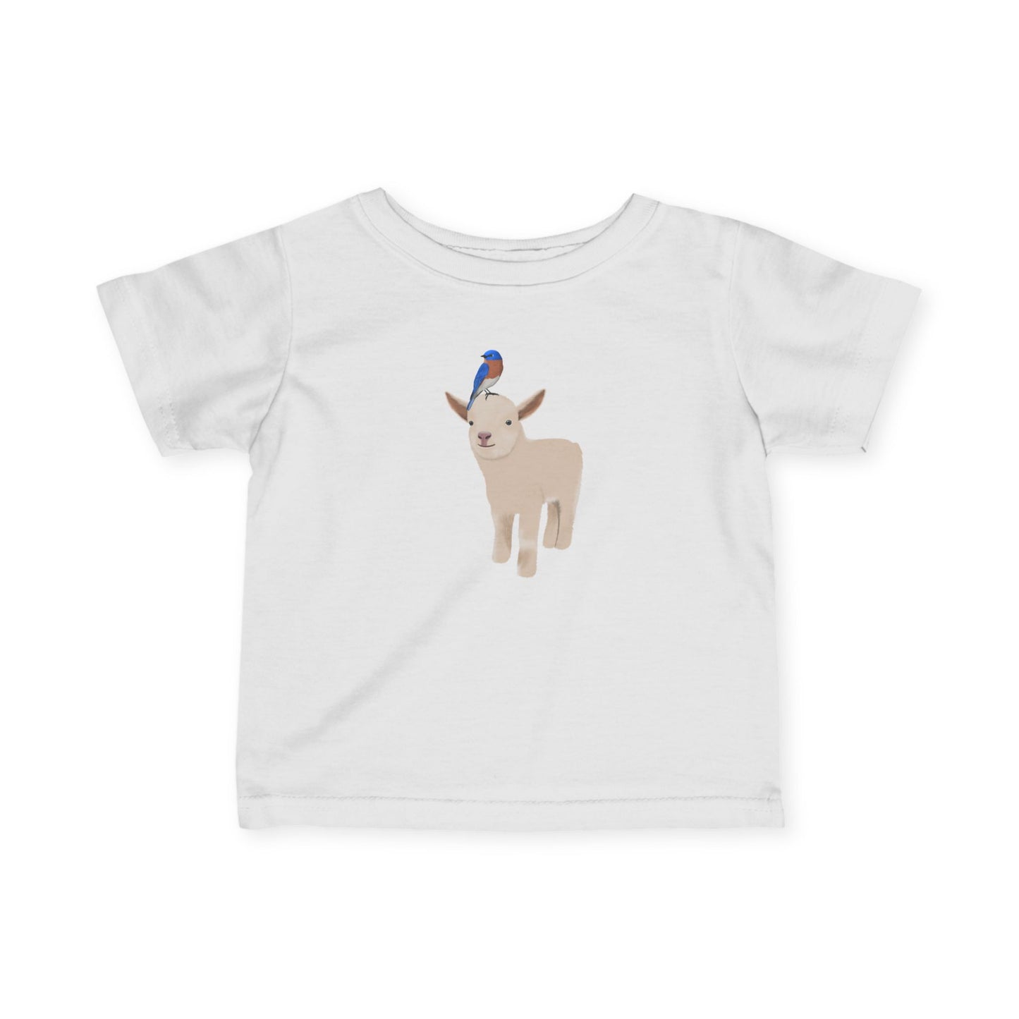 Cute Little Lamb with Bluebird Bird Baby & Toddler T-Shirt