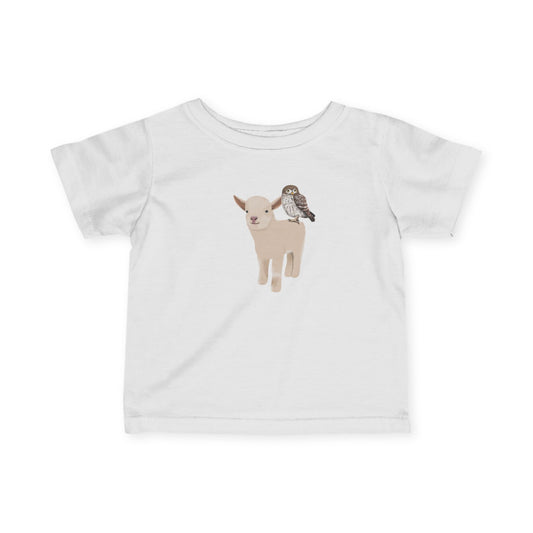 Cute Little Lamb with Owl Bird Baby & Toddler T-Shirt