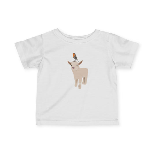Cute Little Lamb with Robin Bird Baby & Toddler T-Shirt