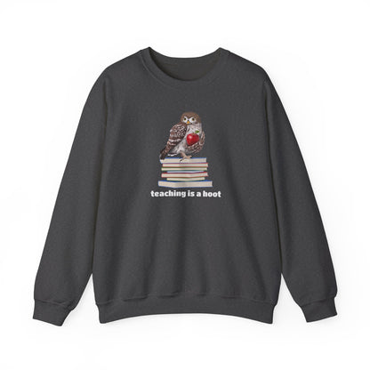 Cute Owl on Books Teacher Sweatshirt – Teaching is a Hoot – Cozy Back to School Aesthetic