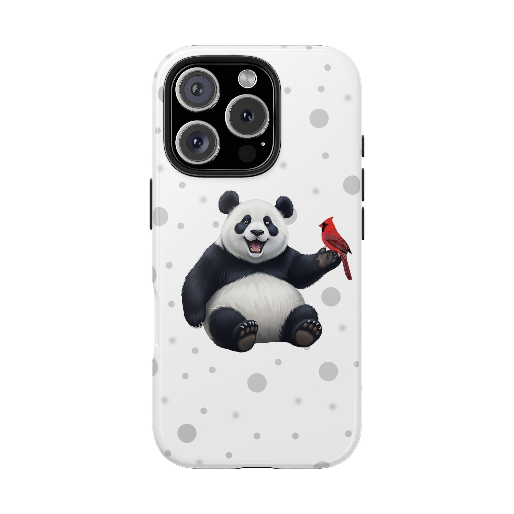 Cute Panda Bear with a Cardinal Animal iPhone Case - Dual-Layer PC/TPU Protective Cover for iPhone