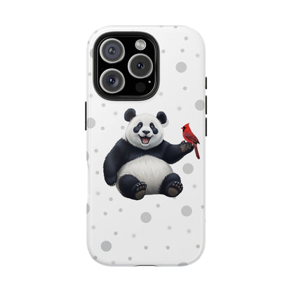 Cute Panda Bear with a Cardinal Animal iPhone Case - Dual-Layer PC/TPU Protective Cover for iPhone