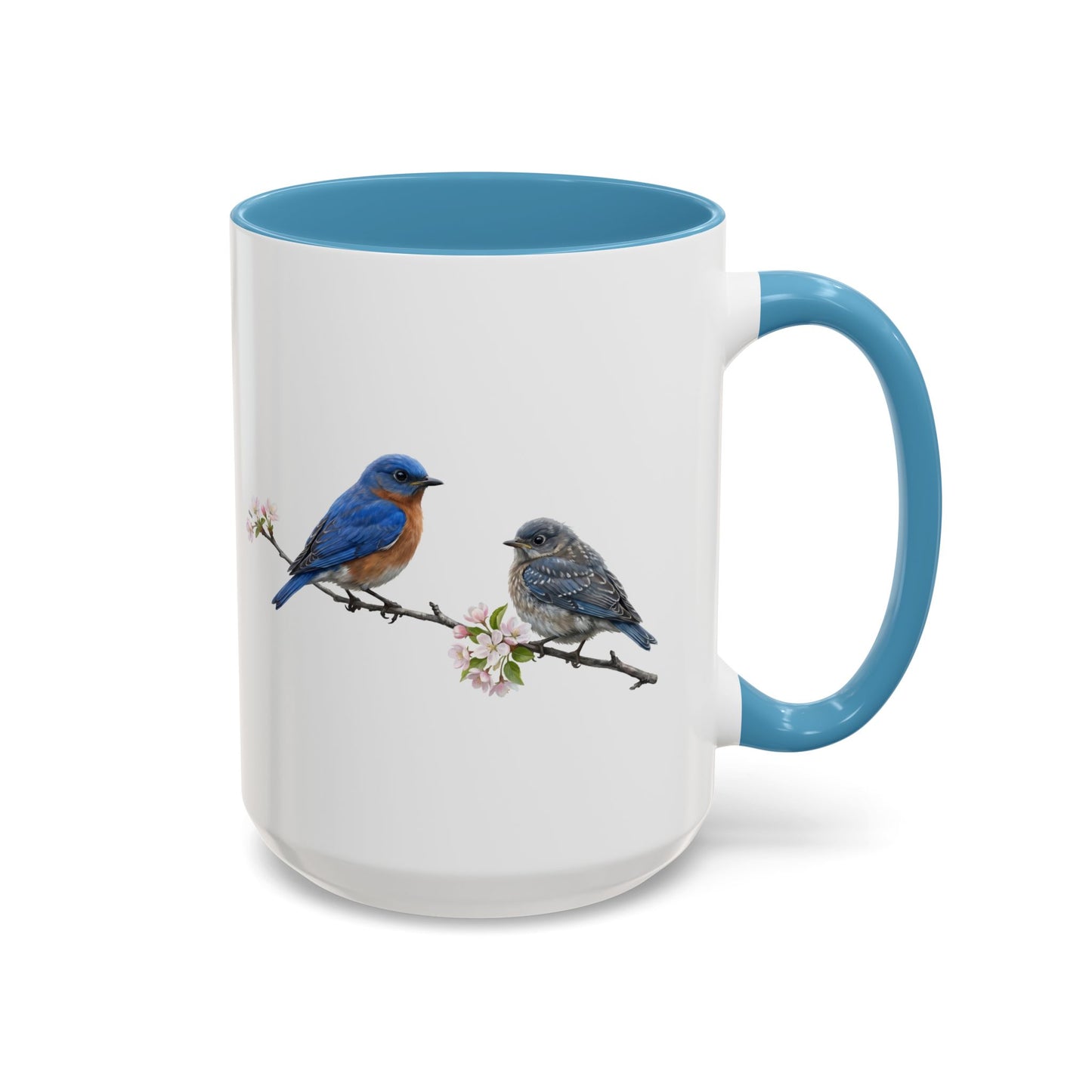Eastern Bluebird & Fledgling Two-Tone Mug | Spring Bird Lover Gift
