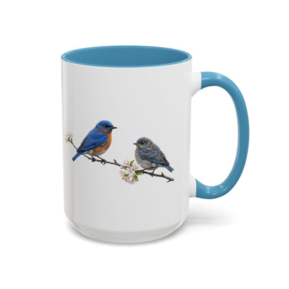 Eastern Bluebird & Fledgling Two-Tone Mug | Spring Bird Lover Gift