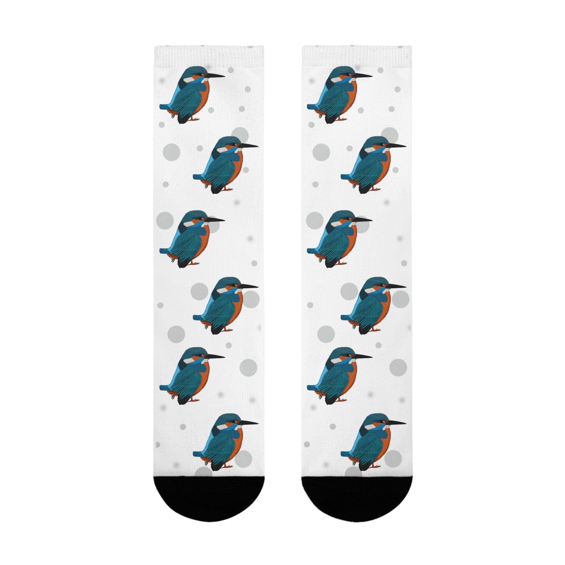 Eisvogel Socken Vogelsocken Weiß mit Grauen Punkten
