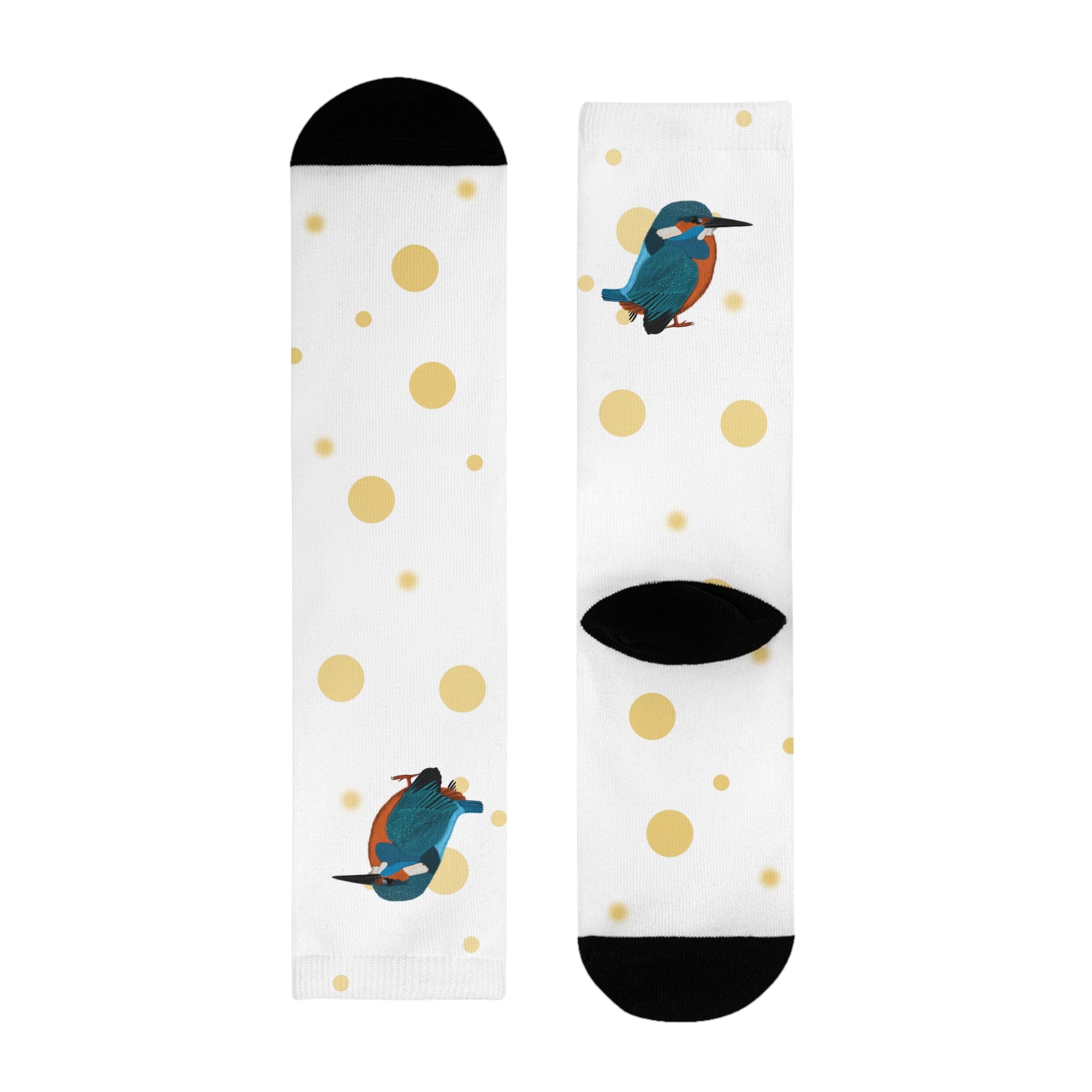 Eisvogel Vogel Socken mit Goldenen Punkten für Vogelfreunde & Vogelbeobachter Weiß