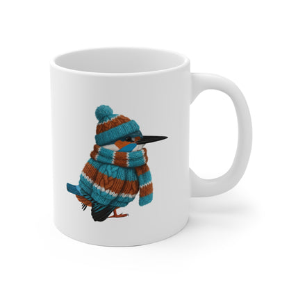 Eisvogel mit Strickpullover Weihnachtliche Tasse mit Vogelmotiv – Ideal für Kakao & Kaffee