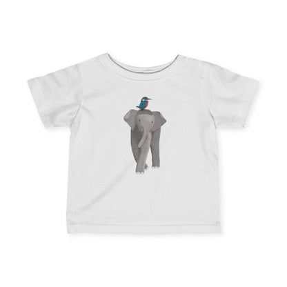 Elephant with Kingfisher Bird Baby & Toddler T-Shirt