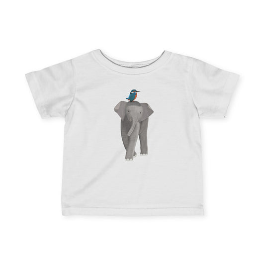 Elephant with Kingfisher Bird Baby & Toddler T-Shirt