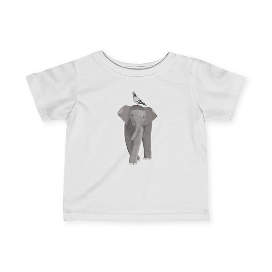 Elephant with Pigeon Bird Baby & Toddler T-Shirt