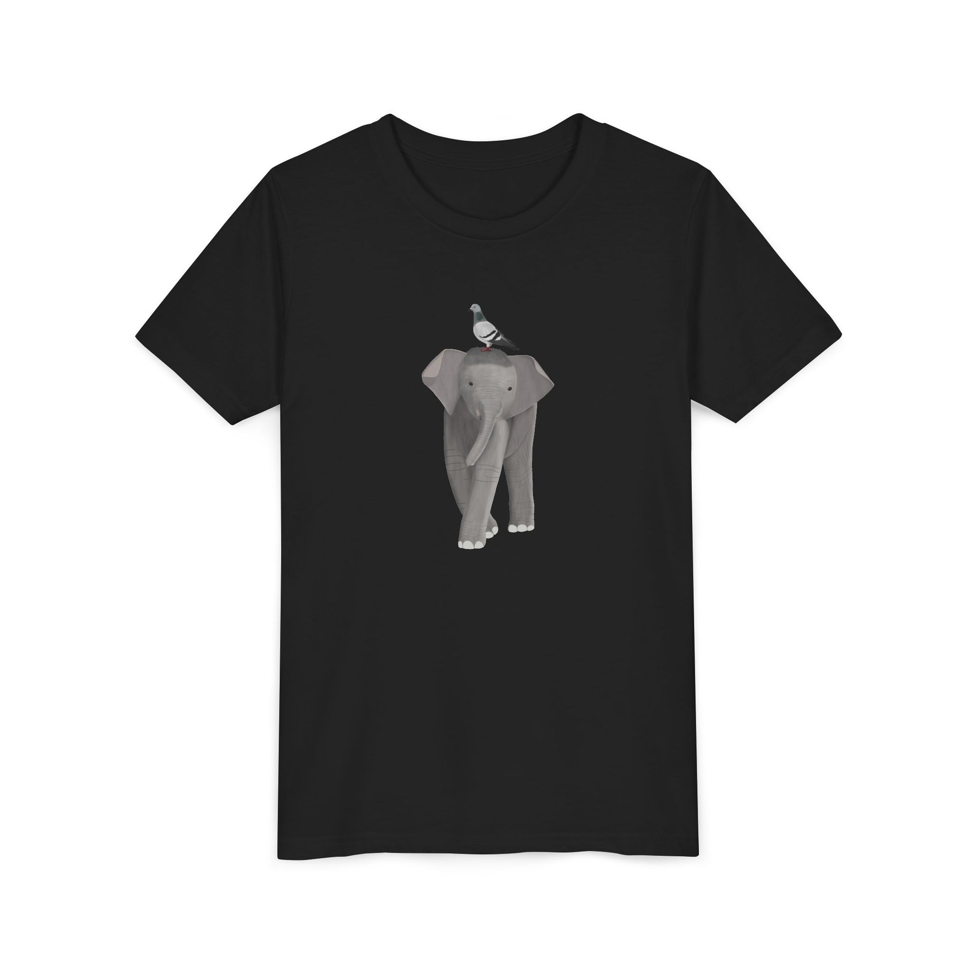 Elephant with Pigeon Bird Youth T-Shirt