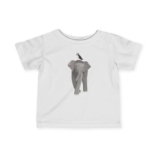 Elephant with Puffin Bird Baby & Toddler T-Shirt