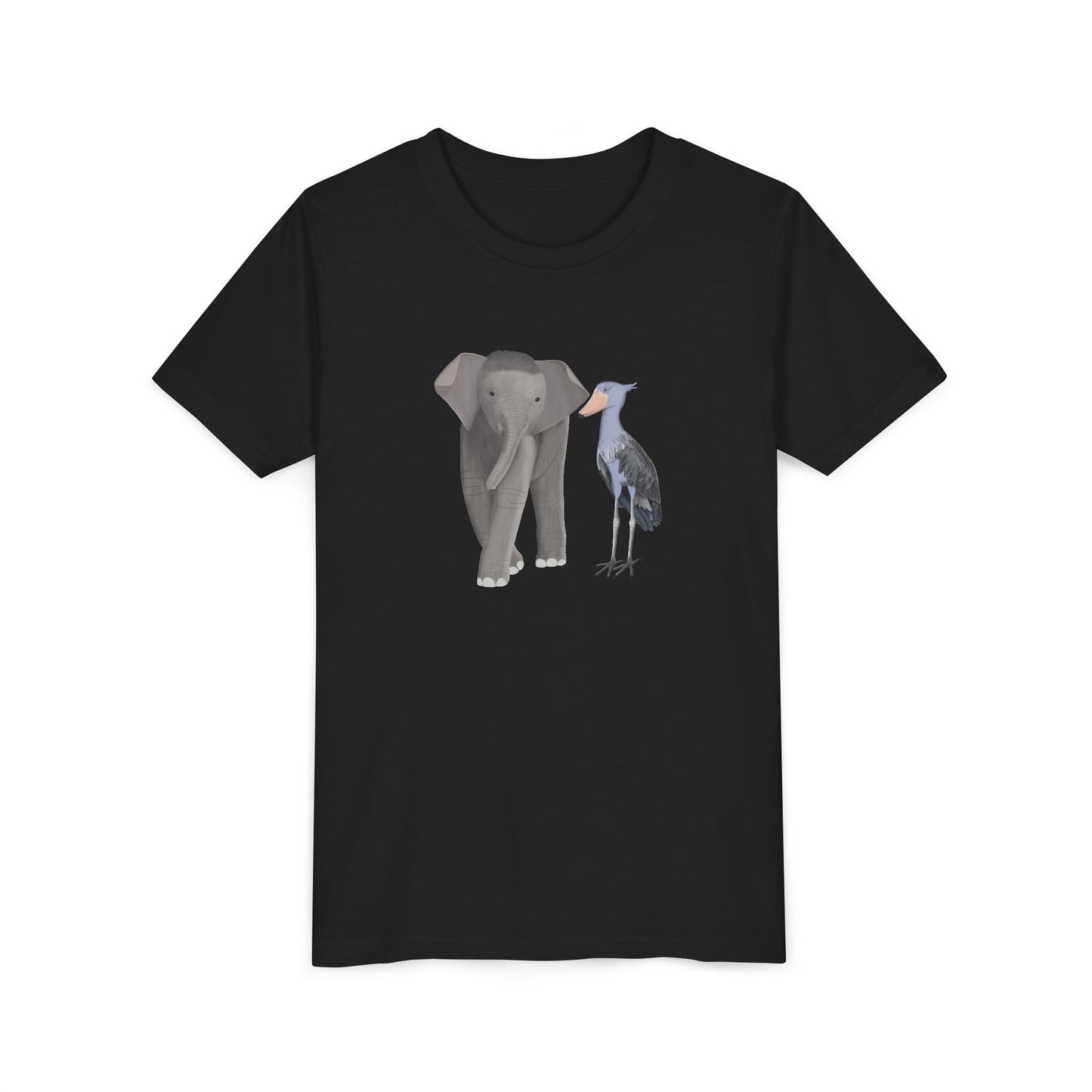 Elephant with Shoebill Bird Youth T-Shirt