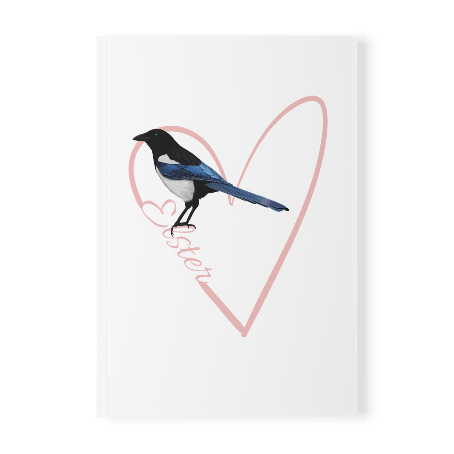 Elster Notizbuch Vogel mit Herz A5 Softcover 150 Seiten Liniert Weiß