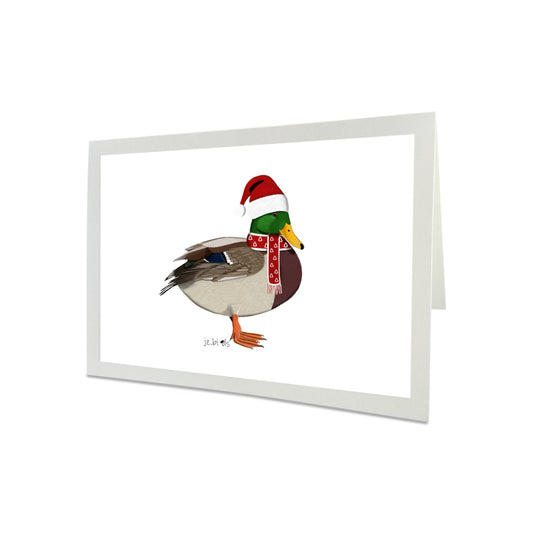 Mallard Bird as Santa Claus Merry Christmas Greeting Card