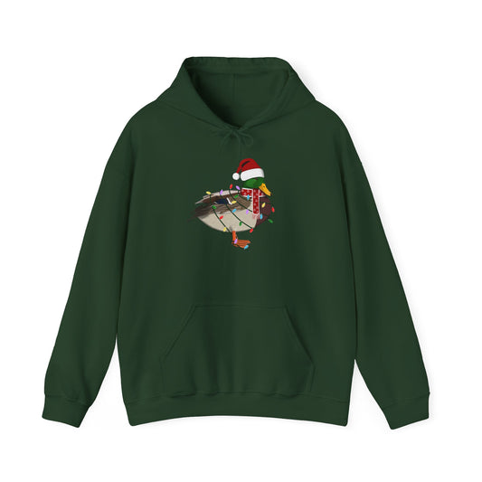 Ente Weihnachts-Hoodie - Vogel als Weihnachtsmann mit Lichterkette Sweater