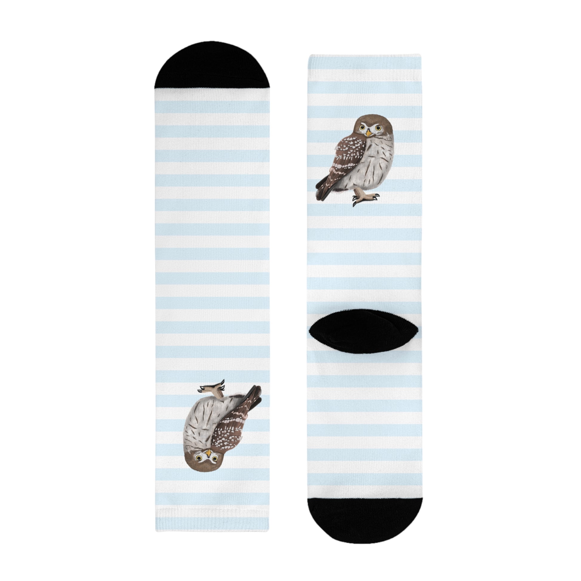 Eule Vogel Socken mit Blau Weißen Streifen für Vogelfreunde & Vogelbeobachter
