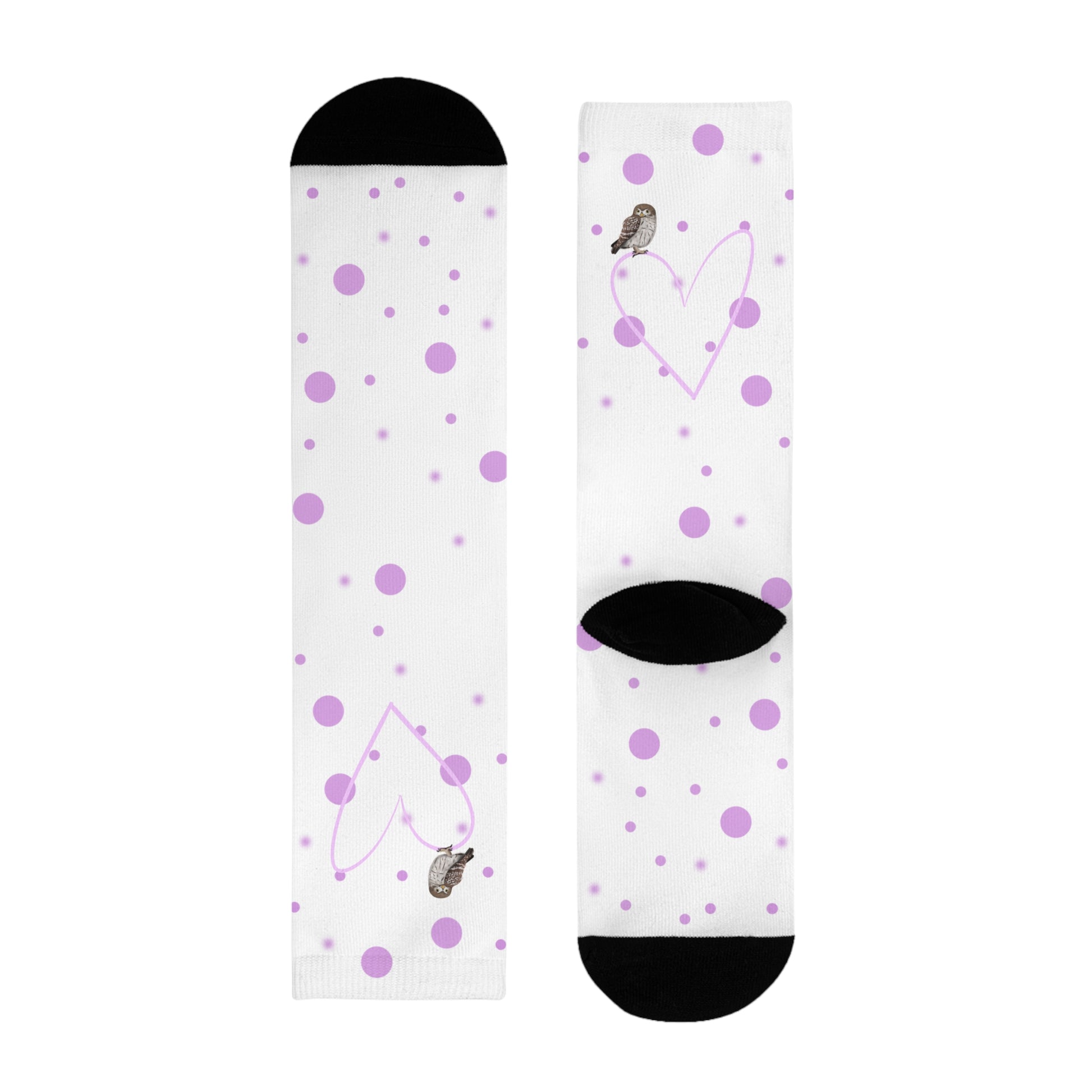 Eule Vogel Socken mit Rosa Herz und Punkten Valentinstag