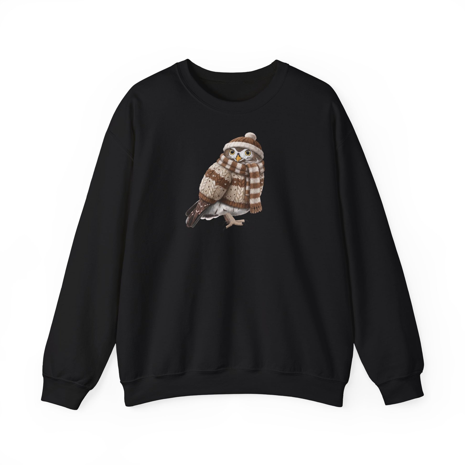 Eule in Strick Weihnachts-Sweatshirt | Unisex Vogel Sweater für Vogelfreunde & Vogelbeobachter