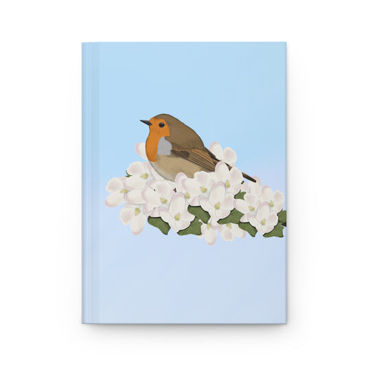 European Robin Bird Hardcover Journal 150 Pages