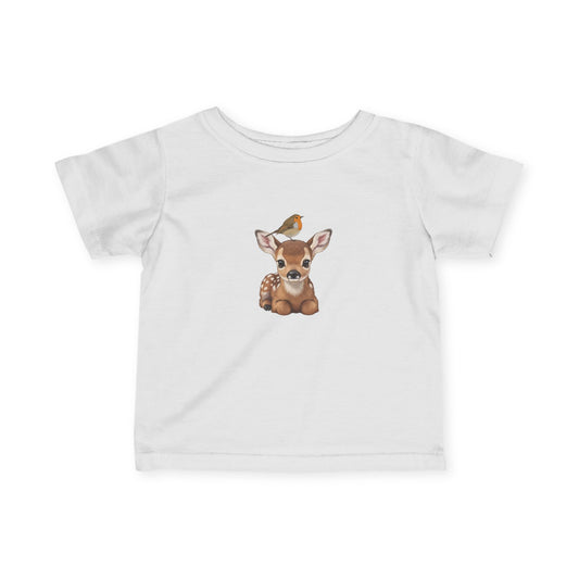 Fawn Baby & Toddler T-Shirt with European Robin Bird