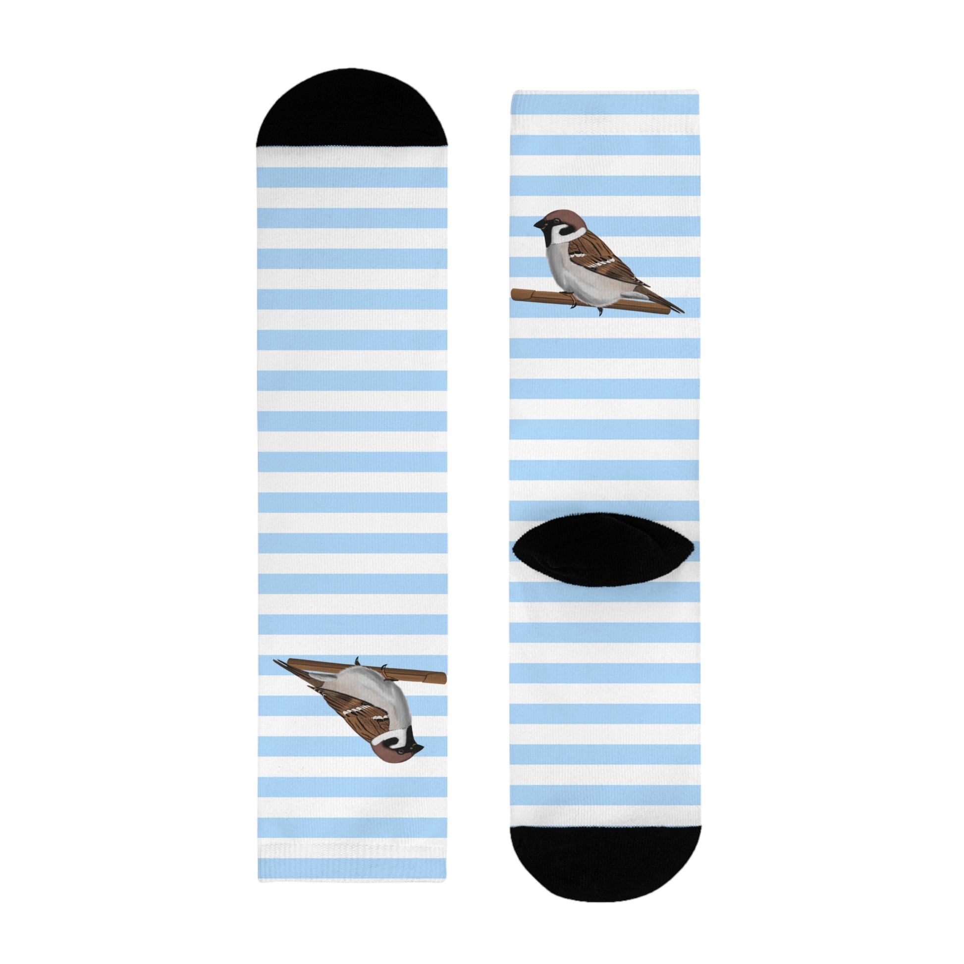 Feldsperling Vogel Socken mit Blau Weißen Streifen für Vogelfreunde & Vogelbeobachter