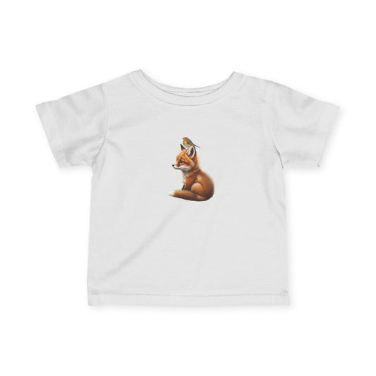 Fox and Bird Baby & Toddler T-Shirt with European Robin