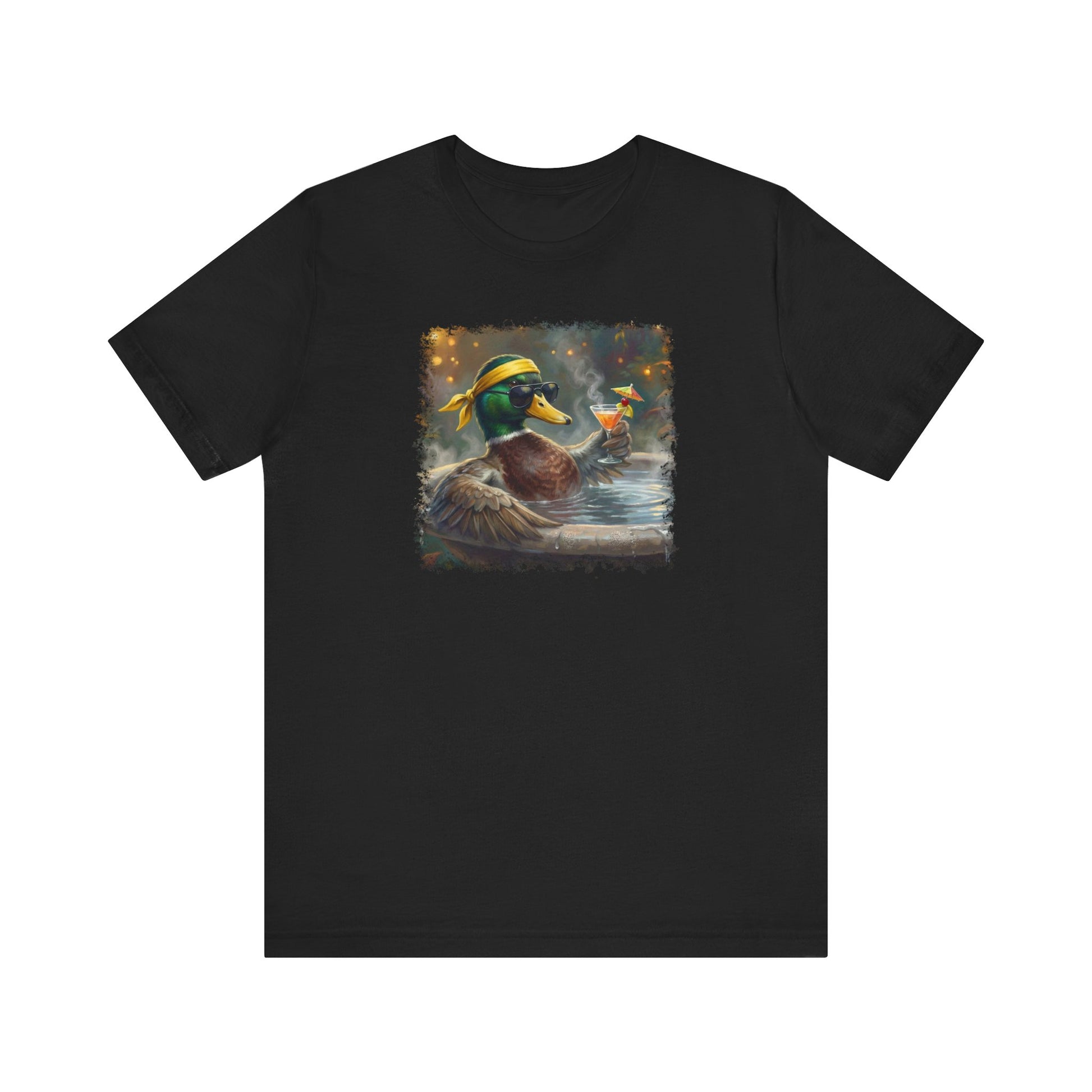Funny Mallard T-Shirt | Bird with Sunglasses & Drink | Unisex Summer Tee