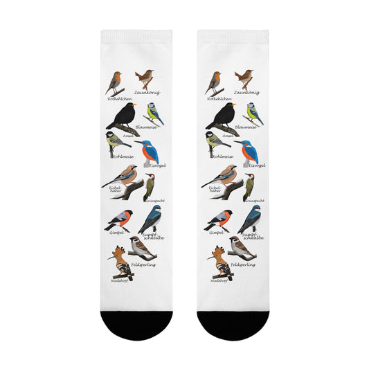 Gartenvögel Amsel Rotkehlchen Blaumeise Wiedehopf Vogel Socken für Vogelfreunde & Vogelbeobachter Weiß