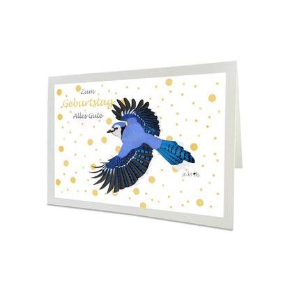 Geburtstagskarte Blue Jay Vogel Illustration Glückwunschkarte Alles Gute zum Geburtstag mit Umschlag