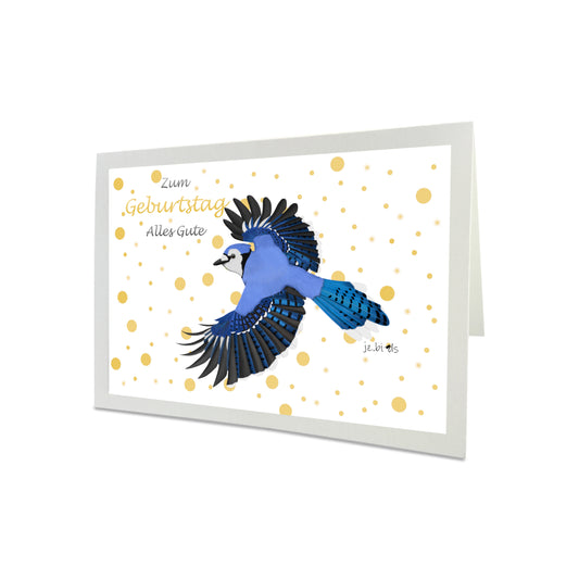 Geburtstagskarte Blue Jay Vogel Illustration Glückwunschkarte Alles Gute zum Geburtstag mit Umschlag