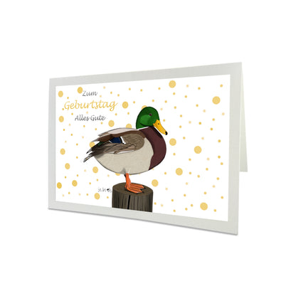 Geburtstagskarte Ente Vogel Illustration Glückwunschkarte Alles Gute zum Geburtstag mit Umschlag